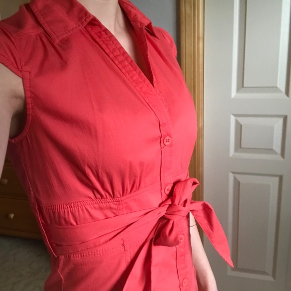 Salmon casual summer belted dress - Picture 9 of 9